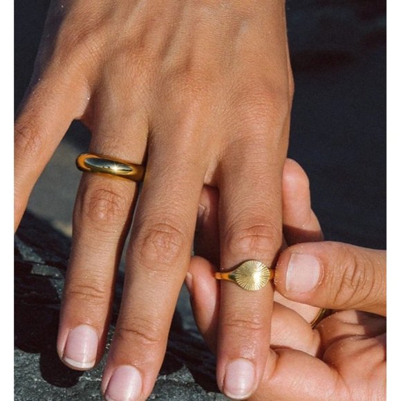 Gold Dome Ring Waterproof Stacking Ring Non-tarnish Gold Ring sz 6-8 PRETTY - Picture 9 of 15